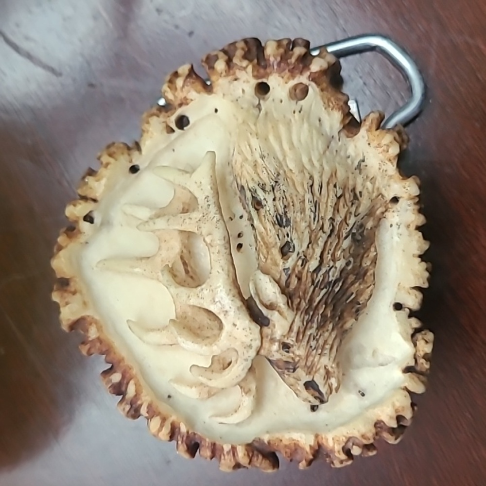 Carved Antler Belt Buckle